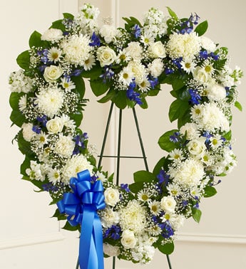 Blue Heart Funeral Tribute Flower Spray